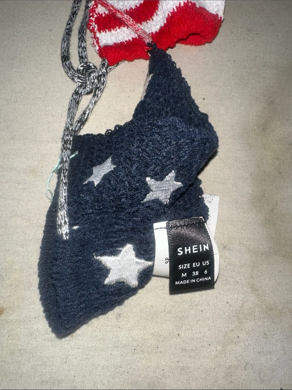 Womens Size M SHEIN Stars & Stripes Knit Triangle Bikini Top - Red, White & Blue